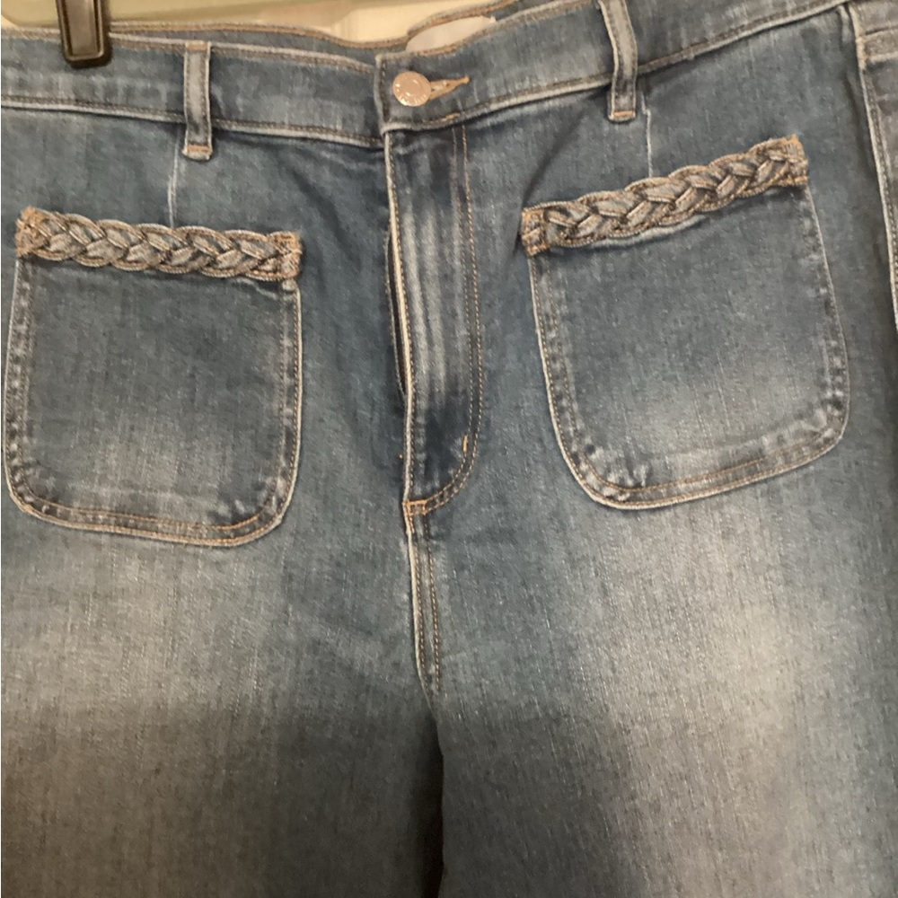 LOFT Dark Blue Denim Pants,  The Kick Crop,size 14
